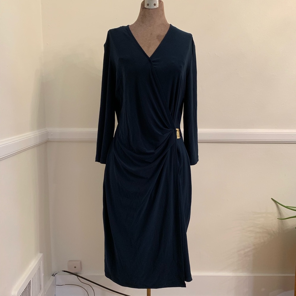 Dark Green Ann Klein faux wrap dress XL